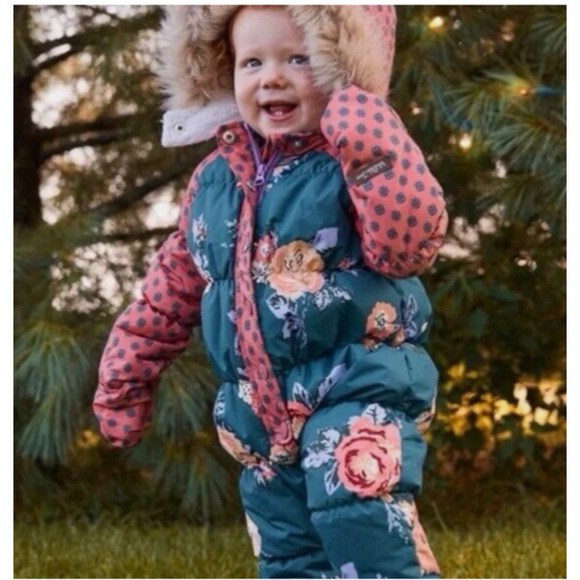Matilda Jane Floral Snowsuit 3-6 Months Hooded Lined One Piece Baby Girl